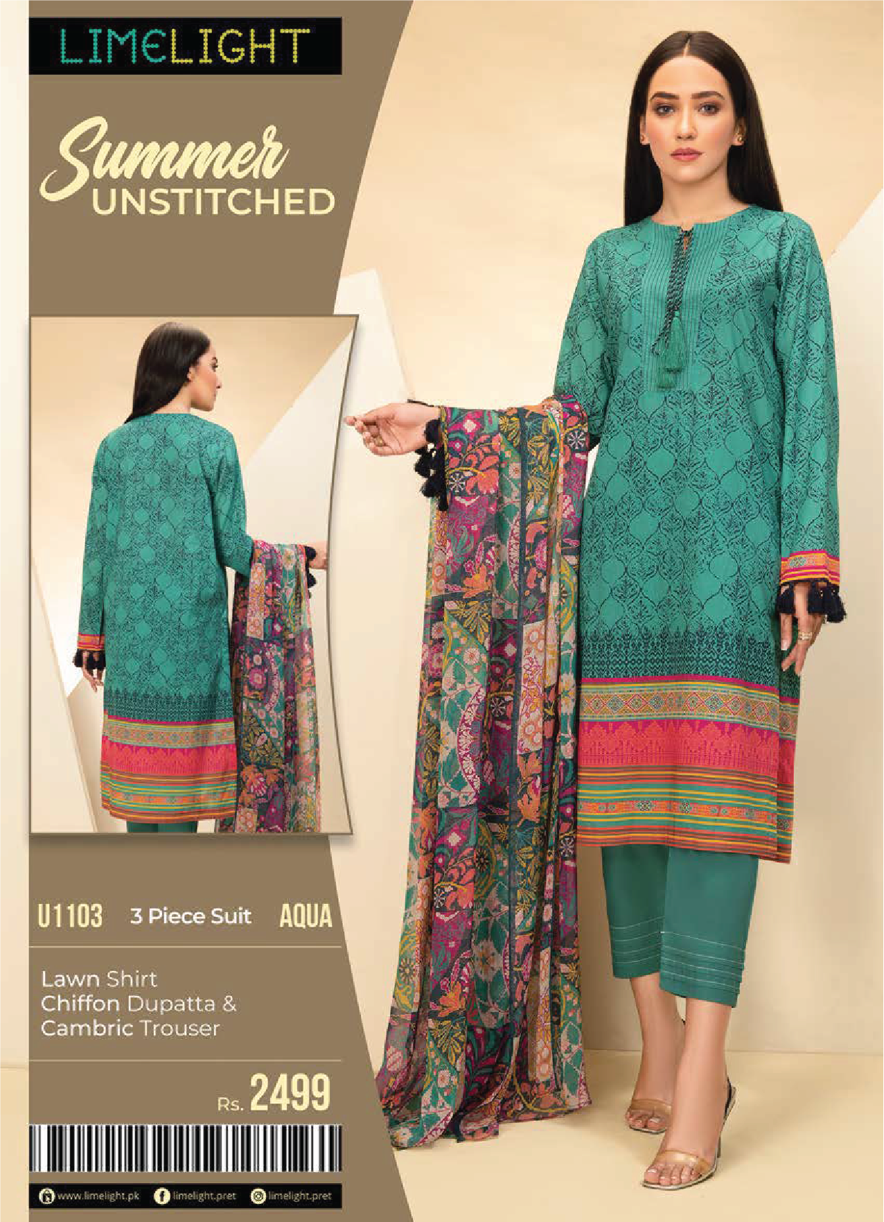 3 Piece Summer Unstitched Suit U1103 A Marcalista