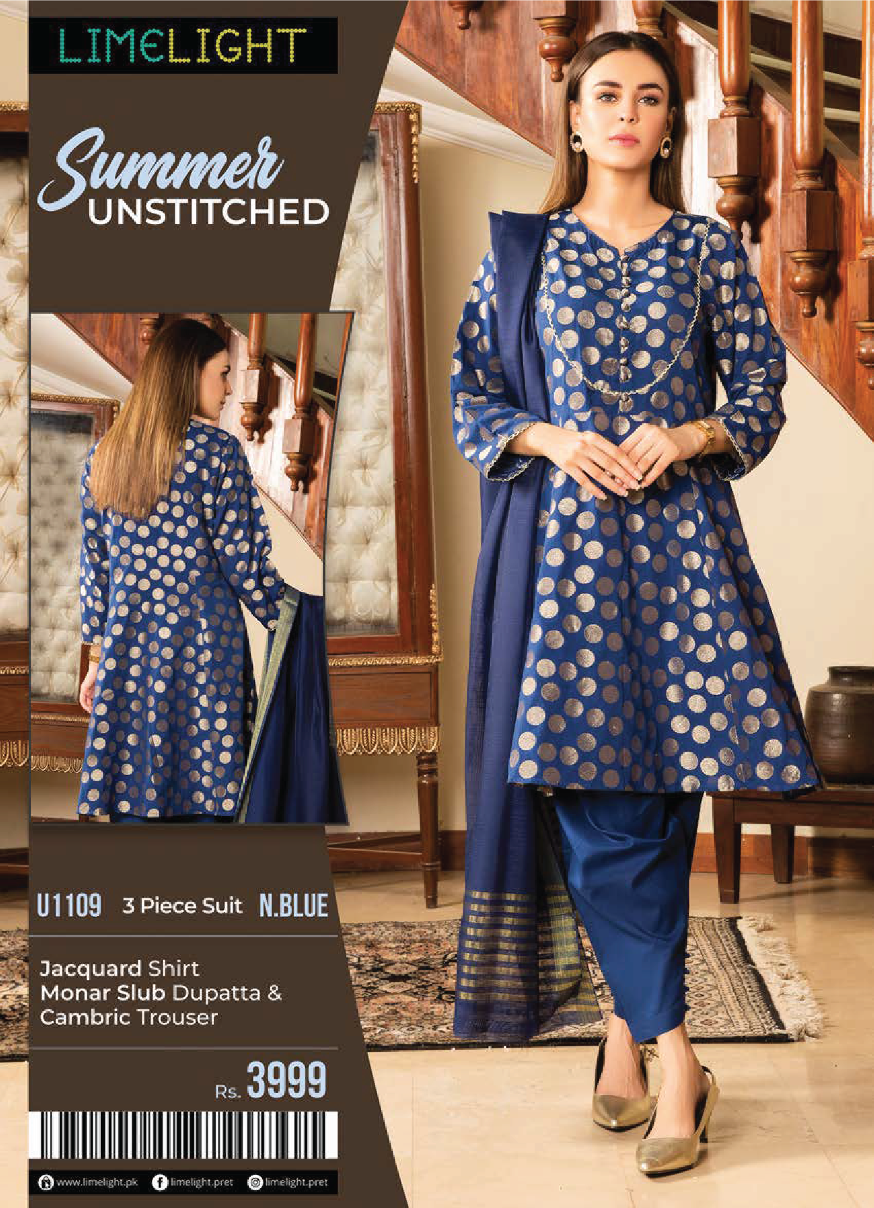 3 Piece Summer Unstitched Suit U1109 Marcalista