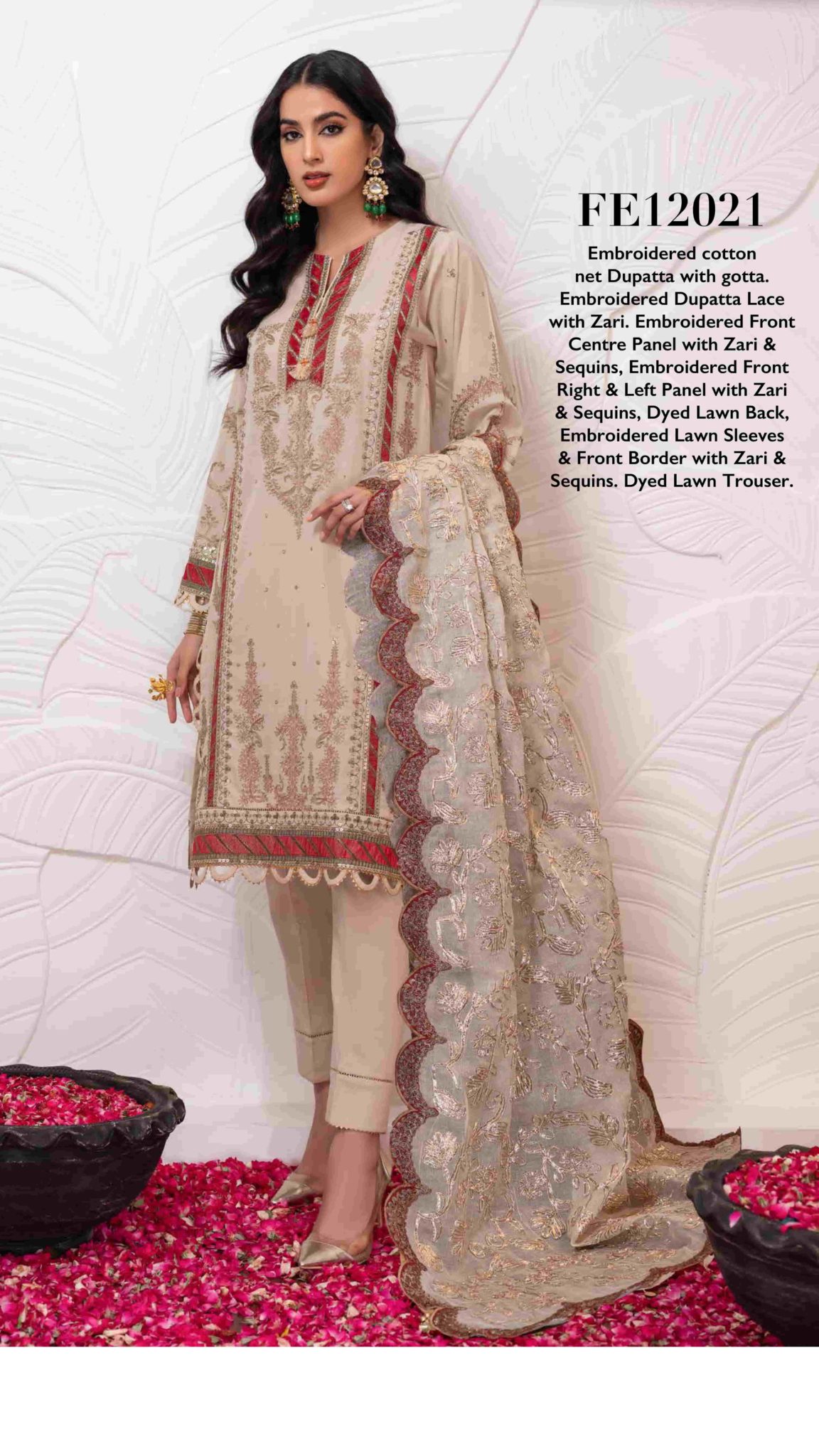 lawn suit with embroidered dupatta